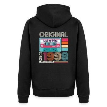 25 Birthday Man Woman Cassette May Year 1998 - Unisex Premium Organic Zip Hoodie - black - Back - Nico (187cm)