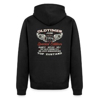 29. Geburtstag Mann Juni Jahrgang 1994 Oldtimer - Unisex Premium Bio Zip Hoodie - Schwarz - Hinten - Nico (187cm)