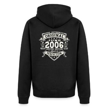 17th Birthday Man June Vintage 2006 Original - Unisex Premium Organic Zip Hoodie - black - Back - Nico (187cm)