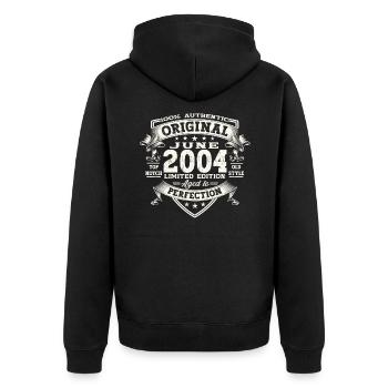19. Geburtstag Mann Juni Jahrgang 2004 Original - Unisex Premium Bio Zip Hoodie - Schwarz - Hinten - Nico (187cm)