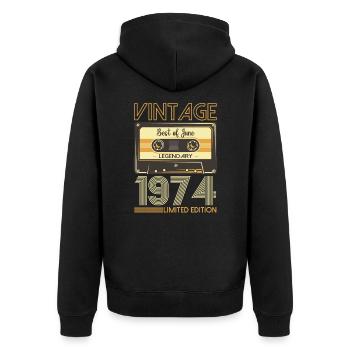 49 Birthday Man Cassette June Year 1974 - Unisex Premium Organic Zip Hoodie - black - Back - Nico (187cm)