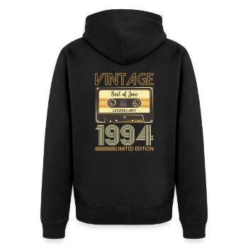 29 Birthday Man Cassette Juin 1994 - Veste à capuche bio Premium Unisexe - noir - Dos - Nico (187cm)