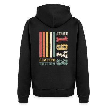 50e anniversaire juin 1973 Edition limitée - Veste à capuche bio Premium Unisexe - noir - Dos - Nico (187cm)