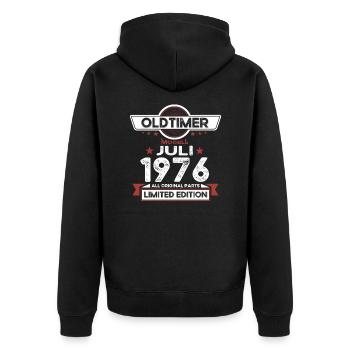 47. Geburtstag Mann Oldtimer Juli Jahrgang 1976 - Unisex Premium Bio Zip Hoodie - Schwarz - Hinten - Nico (187cm)