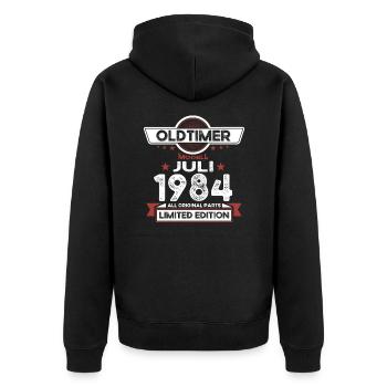 39th Birthday Man Oldtimer Juillet 1984 - Veste à capuche bio Premium Unisexe - noir - Dos - Nico (187cm)