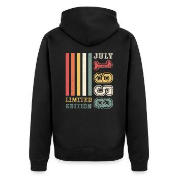 65. Geburtstag Mann Legendary Juli Jahrgang 1958 - Unisex Premium Bio Zip Hoodie - Schwarz - Hinten - Nico (187cm)