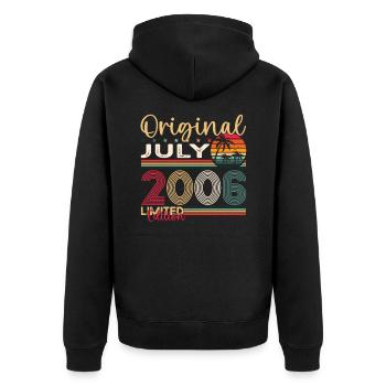 17th Birthday Man Original July Vintage 2006 - Unisex Premium Organic Zip Hoodie - black - Back - Nico (187cm)