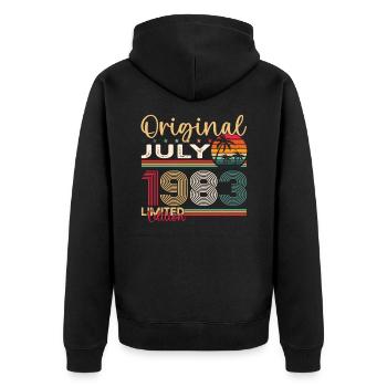 40th Birthday Man Original July Vintage 1983 - Unisex Premium Organic Zip Hoodie - black - Back - Nico (187cm)