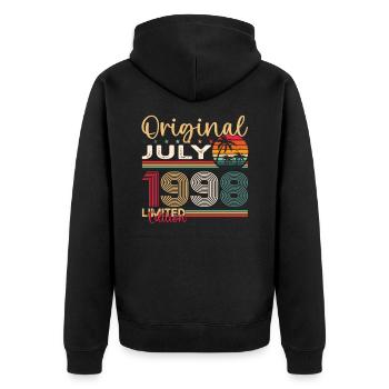 25th Birthday Man Original July Vintage 1998 - Unisex Premium Organic Zip Hoodie - black - Back - Nico (187cm)