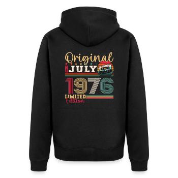 47. Geburtstag Mann Juli Jahrgang 1976 Kassette - Unisex Premium Bio Zip Hoodie - Schwarz - Hinten - Nico (187cm)