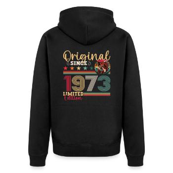 50. Geburtstag Mann Angler Angeln Jahrgang 1973 - Unisex Premium Bio Zip Hoodie - Schwarz - Hinten - Nico (187cm)