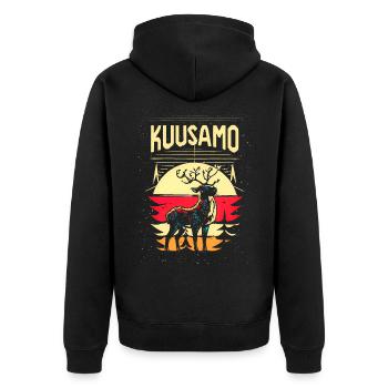 Kuusamo Finland Into The Wild #4 - Unisex Premium Organic Zip Hoodie - black - Back - Nico (187cm)