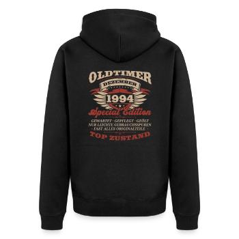 29. Geburtstag Oldtimer Dezember Jahrgang 1994 - Unisex Premium Bio Zip Hoodie - Schwarz - Hinten - Nico (187cm)