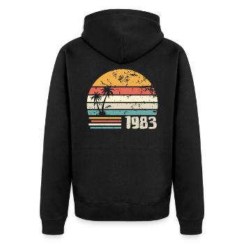 1983 Birthday Gift - Made in 1983 Retro 1983 - Unisex Premium Organic Zip Hoodie - black - Back - Nico (187cm)