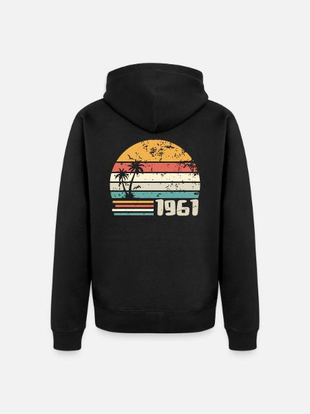 1961 Birthday Gift - Made in 1961 Retro 1961 - Unisex Premium Organic Zip Hoodie - black