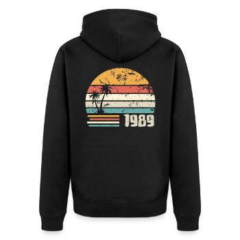 1989 Birthday Gift - Made in 1989 Retro 1989 - Unisex Premium Organic Zip Hoodie - black - Back - Nico (187cm)