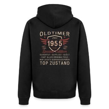 69. Geburtstag Oldtimer Juli 1955 Jahrgang 1955 - Unisex Premium Bio Zip Hoodie - Schwarz - Hinten - Nico (187cm)