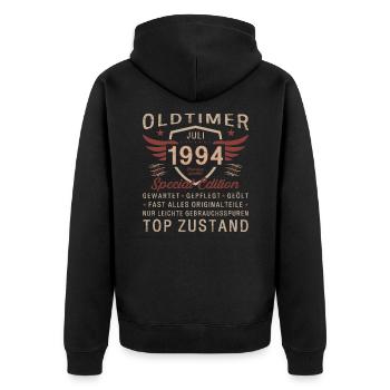30. Geburtstag Oldtimer Juli 1994 Jahrgang 1994 - Unisex Premium Bio Zip Hoodie - Schwarz - Hinten - Nico (187cm)