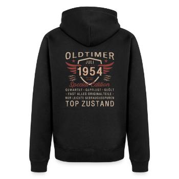 70ème Anniversaire Voiture Classique Juillet 1954 Millésime 1954 - Veste à capuche bio Premium Unisexe - noir - Dos - Nico (187cm)