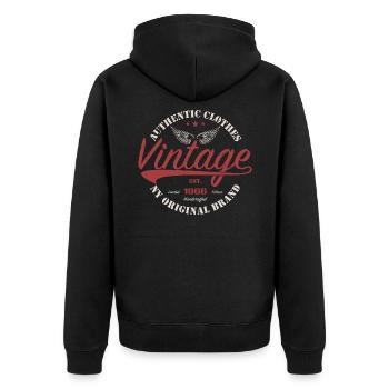 Jahrgang 1966 Retro 1966 Geburtstagsgeschenk - Unisex Premium Bio Zip Hoodie - Schwarz - Hinten - Nico (187cm)