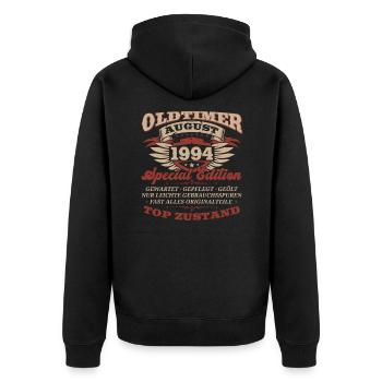 30. Geburtstag Oldtimer August 1994 Jahrgang - Unisex Premium Bio Zip Hoodie - Schwarz - Hinten - Nico (187cm)