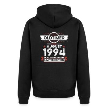 30. Geburtstag Oldtimer August 1994 Jahrgang - Unisex Premium Bio Zip Hoodie - Schwarz - Hinten - Nico (187cm)