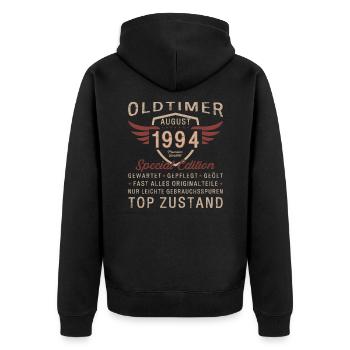 30. Geburtstag Oldtimer August 1994 Jahrgang 1994 - Unisex Premium Bio Zip Hoodie - Schwarz - Hinten - Nico (187cm)