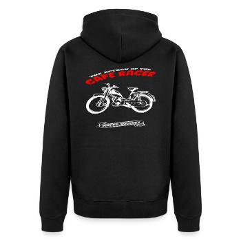 Bergsteiger MD 25 Mofa Moped Mokick - Unisex Premium Bio Zip Hoodie - Schwarz - Hinten - Nico (187cm)