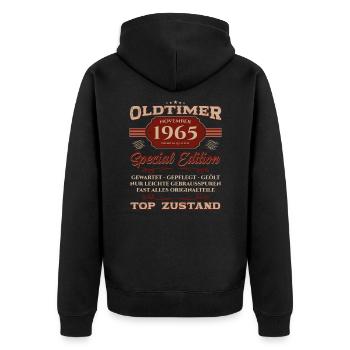 59. Geburtstag Legende November 1965 Jahrgang 65 - Unisex Premium Bio Zip Hoodie - Schwarz - Hinten - Nico (187cm)