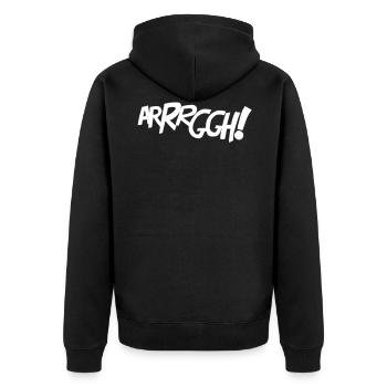 ARRRGGH! - Comic-Style - Unisex Premium Bio Zip Hoodie - Schwarz - Hinten - Nico (187cm)