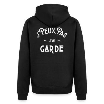 je peux pas j'ai garde idée cadeau humour - Veste à capuche bio Premium Unisexe - noir - Dos - Nico (187cm)