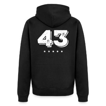 Maillot numéro 43 - Veste à capuche bio Premium Unisexe - noir - Dos - Nico (187cm)