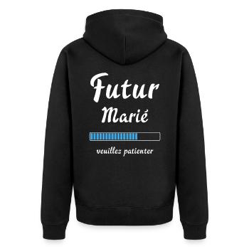 Futur marié veuillez patienter Humour mariage - Veste à capuche bio Premium Unisexe - noir - Dos - Nico (187cm)