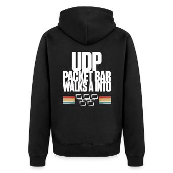 La barre de paquets UDP entre dans - Veste à capuche bio Premium Unisexe - noir - Dos - Nico (187cm)