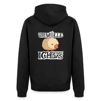 Komme was Wolle ich Schaf das - Unisex Premium Bio Zip Hoodie - Schwarz - Hinten - Nico (187cm)