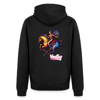 Vaulting Voltigieren Pferd Akrobatik Reiten - Unisex Premium Bio Zip Hoodie - Schwarz - Hinten - Nico (187cm)