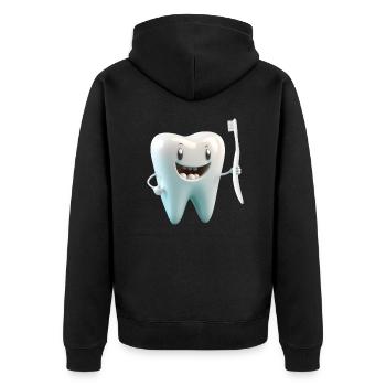 Happy Smiling Molar molar molar with toothbrush - Unisex Premium Organic Zip Hoodie - black - Back - Nico (187cm)