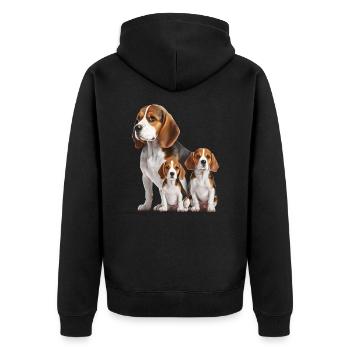 Beagle Family - Unisex Premium Organic Zip Hoodie - black - Back - Nico (187cm)