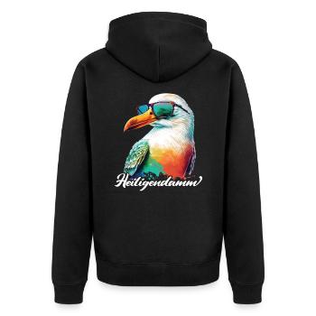 Heiligendamm holiday cool seagull with sunglasses - Unisex Premium Organic Zip Hoodie - black - Back - Nico (187cm)