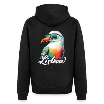 Mouette de vacances Lisboa Portugal avec lunettes de soleil - Veste à capuche bio Premium Unisexe - noir - Dos - Nico (187cm)