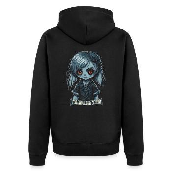 Gothic Schulmädchen Too Ghoul for School - Unisex Premium Bio Zip Hoodie - Schwarz - Hinten - Nico (187cm)