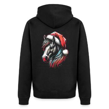 Tête de cheval avec chapeau de père Noël - Veste à capuche bio Premium Unisexe - noir - Dos - Nico (187cm)