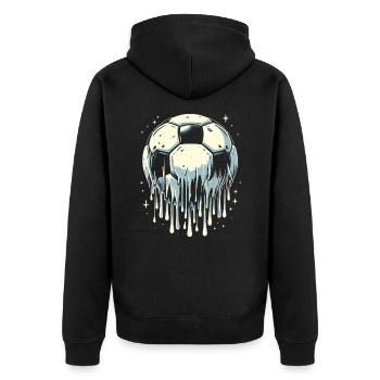 Melting Football - Unisex Premium Organic Zip Hoodie - black - Back - Nico (187cm)