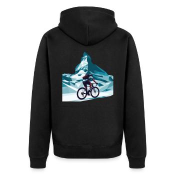 Matterhorn Radfahrer Rennrad Kunst - Unisex Premium Bio Zip Hoodie - Schwarz - Hinten - Nico (187cm)
