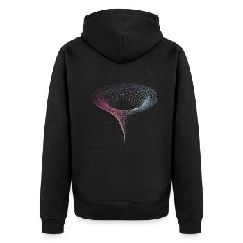 Schwarzes Loch Trichter im Weltraum - Unisex Premium Bio Zip Hoodie - Schwarz - Hinten - Nico (187cm)