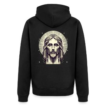 Jesus Vektor Polygon Christus Kopf Religion - Unisex Premium Bio Zip Hoodie - Schwarz - Hinten - Nico (187cm)