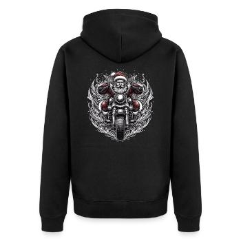Motorbike Santa Clause Riding home for Christmas - Unisex Premium Bio Zip Hoodie - Schwarz - Hinten - Nico (187cm)