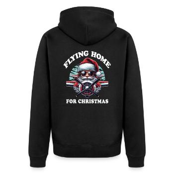 Pilot Santa Flying Home for Christmas Airplane - Unisex Premium Organic Zip Hoodie - black - Back - Nico (187cm)