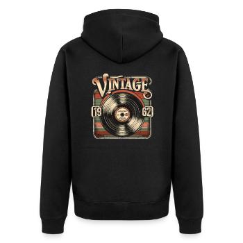 Retro Vinyl Vintage Legend 1962 Geburtstag - Unisex Premium Bio Zip Hoodie - Schwarz - Hinten - Nico (187cm)