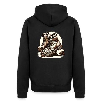 Old Hiking Boots Hiking Boots Outdoor Adventure - Unisex Premium Organic Zip Hoodie - black - Back - Nico (187cm)